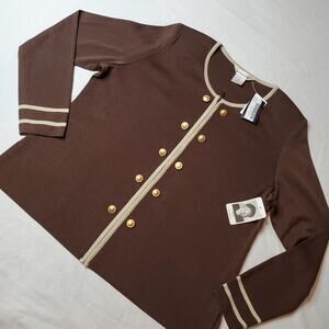 Exclusively Misook Women's Size L NWT Zip Up Cardigan Blazer Brown